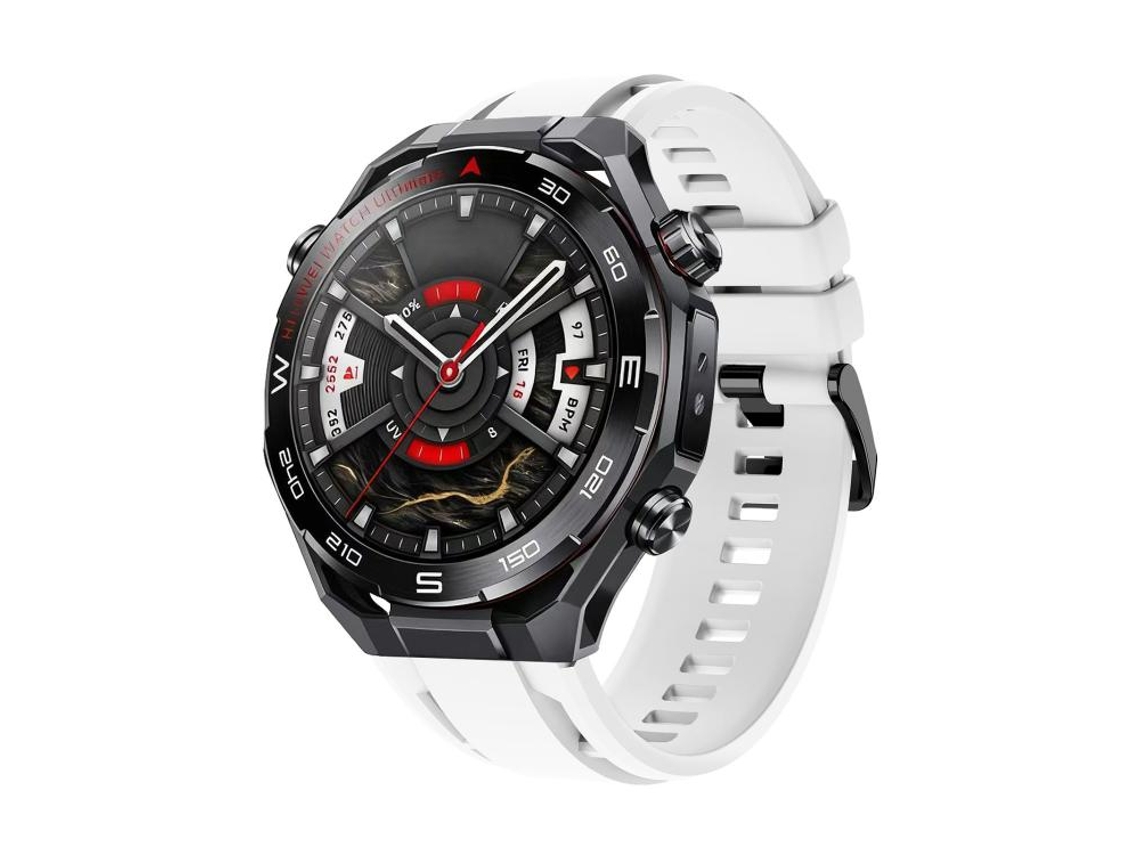 Bracelete Para Huawei Watch Ultimate 2 - Silicone Cor Sólida - Fivela Preta Branca