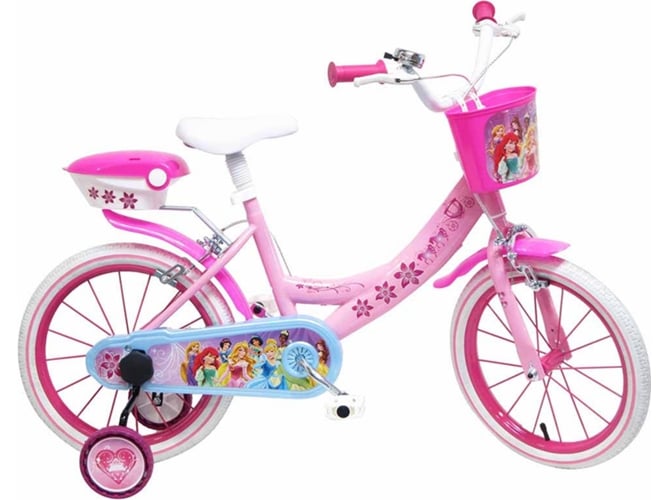 Denver Srl. Disney bicicleta con ruedines y cesta bike 16 princess en hierro rosa
