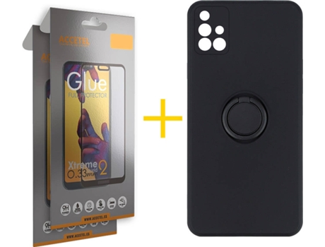 Carcasa + 2 Protectores de Pantalla para Samsung Galaxy A71 ACCETEL Negro