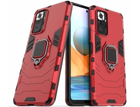 Carcasa + Protector Xiaomi Redmi Note 10 Pro HFS-HOUSE Kickstand Rojo