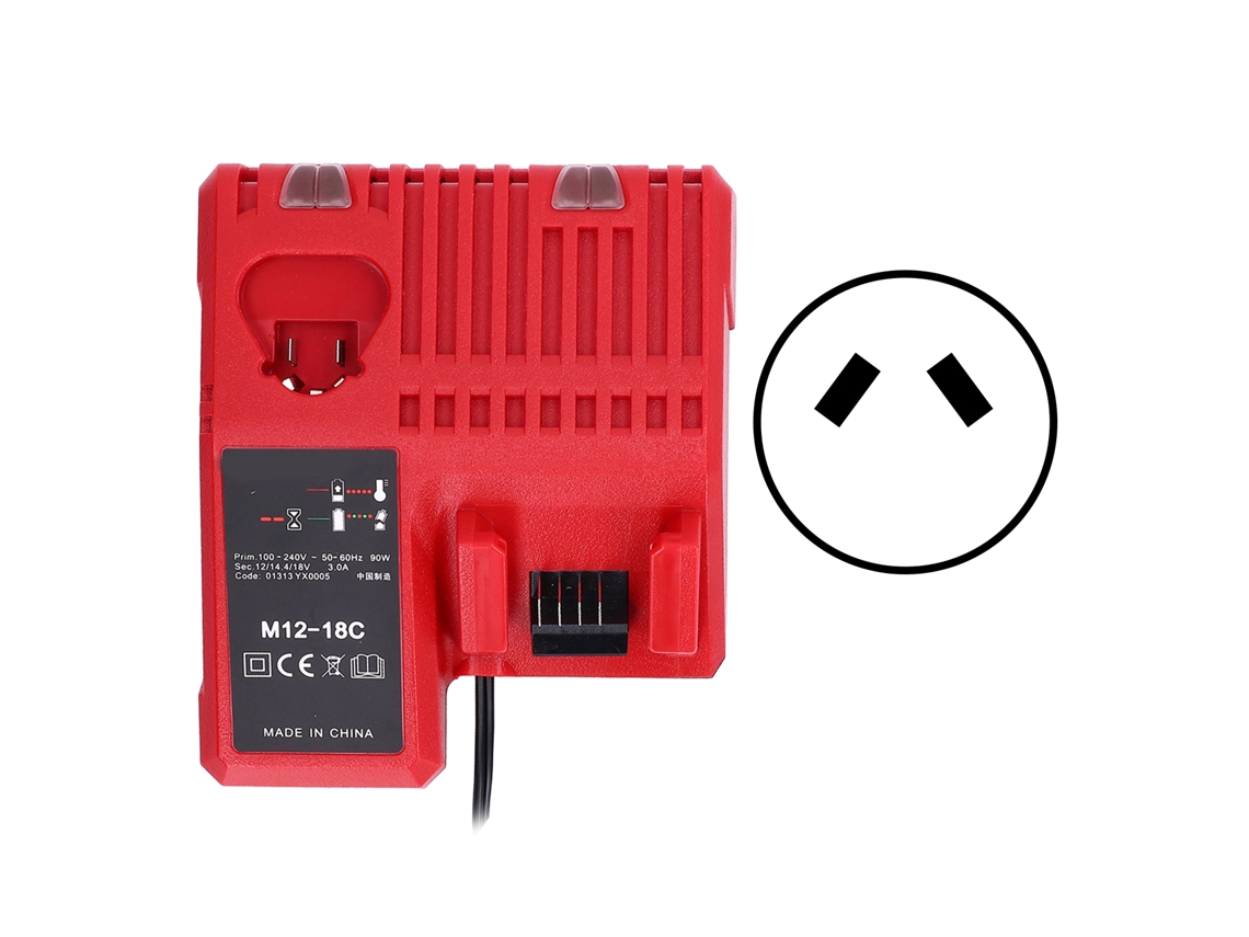 Cargador Inteligente De Baterías De Litio Para Milwaukee M12, M14 Y M18 Con Entrada De Enchufe Australiano De 100-240 V.