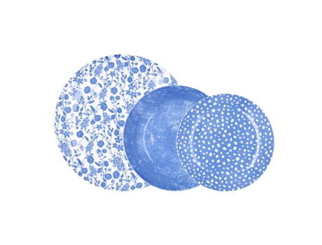 Set de Vajilla BIDASOA Aquilea (Azul - Cerámica - 18 Piezas)