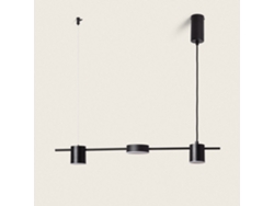 Lámpara Colgante Lineal Led 18w Metal Y Cristal Kurna Preto Mate