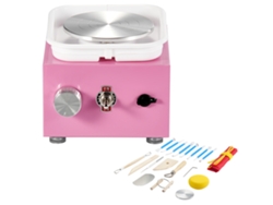 Mini torno de alfarero eléctrico Succebuy, velocidad de 0 a 320 RPM, color rosa