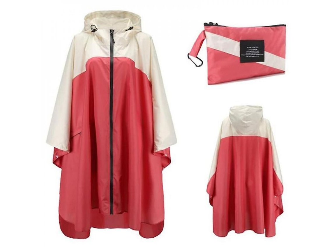 2026-impermeable Portátil Para Adultos, Poncho Reutilizable Con Capucha Y Mangas Ligero Xyc Rojo Beige