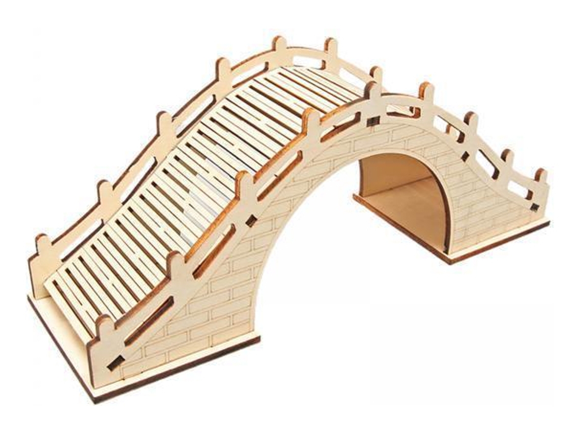 3 rompecabezas de madera modelo 3D puente de arco hecho a mano Slowmoose