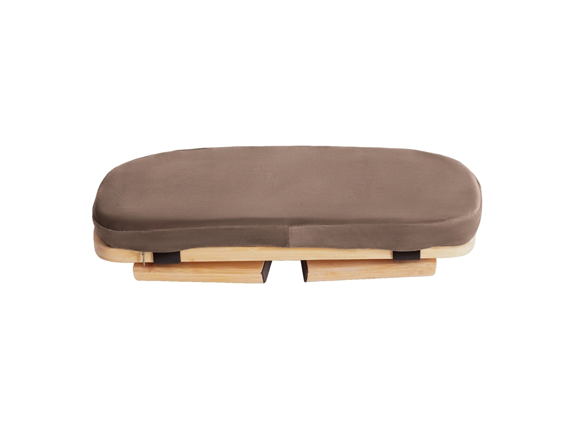Banco de meditación portátil, cojín de espuma cómodo, diseño plegable, inclinación ergonómica de 5°, color café.