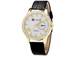 Reloj Analógico De Cuarzo Con Correa Pu Y Piedras Strass Zhoulianfa Lover Fashion Luxury (negro)