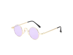 Gafas De Sol Redondas De Metal, Estilo Retro, Unisex, Lentes Moradas, Montura Dorada.