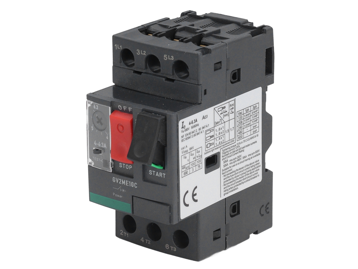 Disyuntor De Motor De 4-6,3 A Y 690 V Con Ajuste Mediante Botón Pulsador Para Equipos Domésticos E Industriales.
