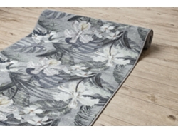 Alfombra de Pasillo con Refuerzo de Goma Monstera Hojas, Gris 67 cm