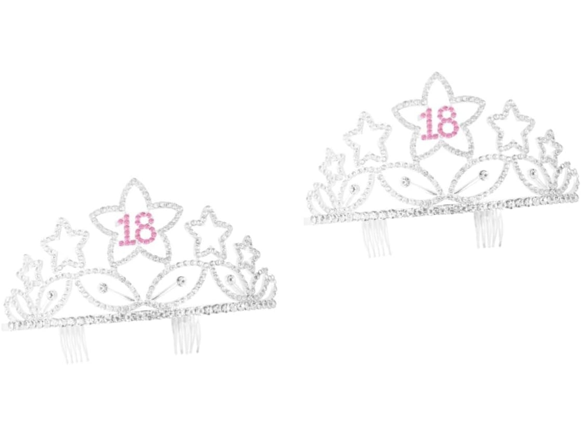 Diadema De Corona Plateada De 2 Piezas Para Cumpleaños, Accesorio Creativo Para Fiestas