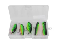 Kit De Iscas De Pesca Com 5 Iscas De Peixe E Anzol Triplo Afiado Material Abs Verde Aprox. 132g