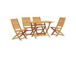Juego de comedor rústico para jardín Vidaxl de 5 piezas en madera maciza de acacia marrón