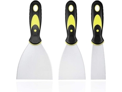 Set De 3 Espátulas De Acero Inoxidable Con Mango Plástico Para Rellenar Raspar Pintura Y Proyectos Diy