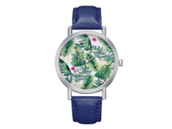 Reloj De Pareja De Cuarzo Con Correa De Pu, Dial Redondo, Moda (azul)