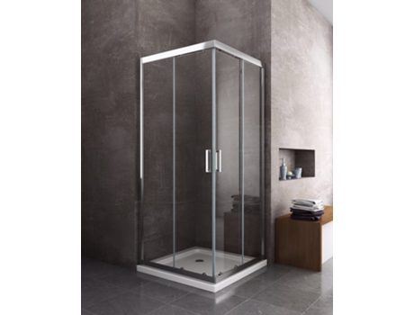 Cabina de Ducha GIORGY Cuadrada En Angulo De 6 mm con Perfil Cromado y Reversible - 90 x 90 cm