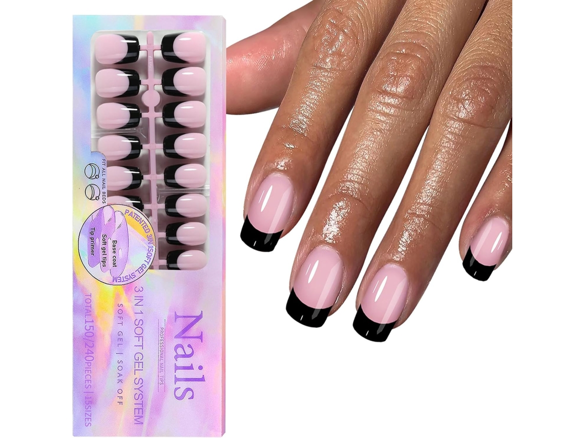 Juego De 150 Uñas Postizas De Gel Cortas, Con Forma De Ataúd, Para Mujer - 15 Tamaños