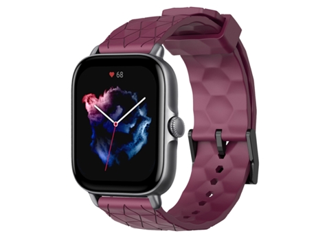 Correa Smartwatch para Amazfit GTS 3 20mm Silicona de Color Sólido con Patrón de Fútbol (Rojo Vino)