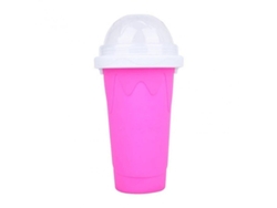 Prepara batidos en casa: Vaso de silicona de dos capas ecológico para helados y granizados Rojo