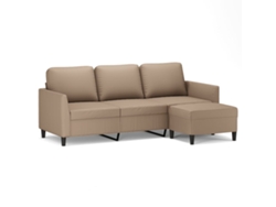 Maison Exclusive - Sofá 3 Plazas Y Taburete Cuero Sintético Color Capuchino 180 Cm
