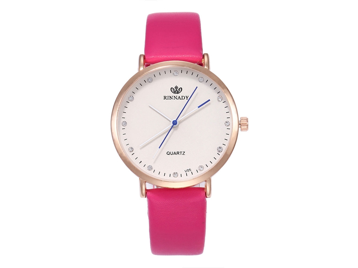 Reloj De Cuarzo Unisex Con Correa De Cuero Pu Zhoulianfa (rojo Rosa)