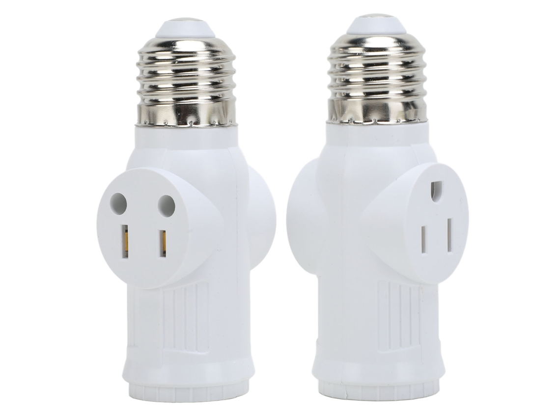 Adaptador Convertidor De Base Para Portalámparas E26 De 3 Pines (2 Unidades), Fabricado En Pbt Ignífugo.