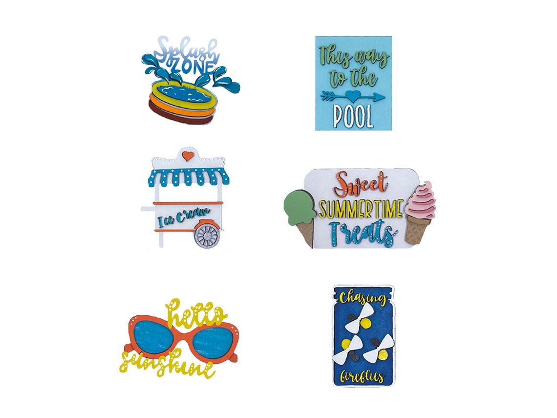 Juego De Bandejas Decorativas Verano Con Varios Niveles, Estilo Rústico, Madera. Mini Letreros