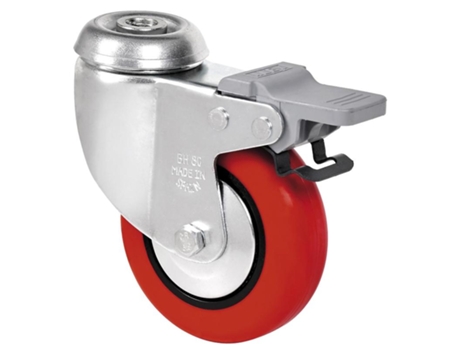 Rueda Giratora Agujero M10 Freno 20Bhfd100Cp-Ppi Poliamix-Poliur.Rojo Liso ALEX