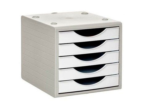 Archivador Modular Archivo 2000 ArchivoTec Serie 4000 Gris 5 cajones Din A4 Blanco (34 x 27 x 26 cm)