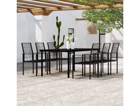 Conjunto 7 de comedor de jardín VIDAXL negro