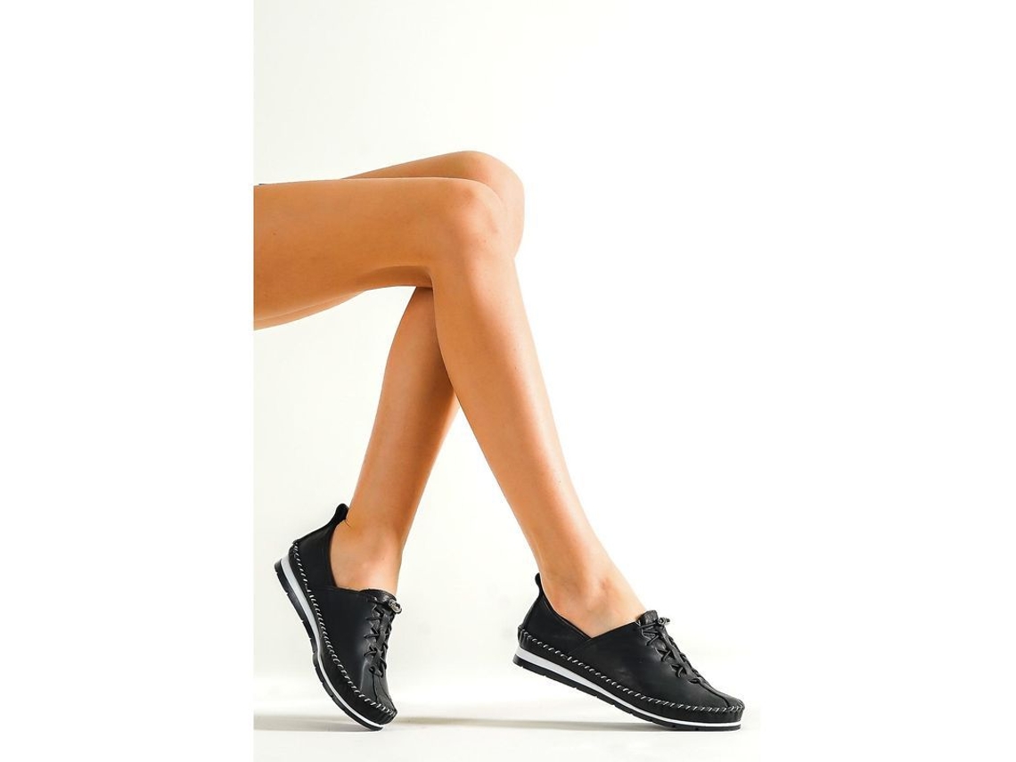 Zapatos Planos De Piel Auténtica Marrón Para Mujer - Moda Casual