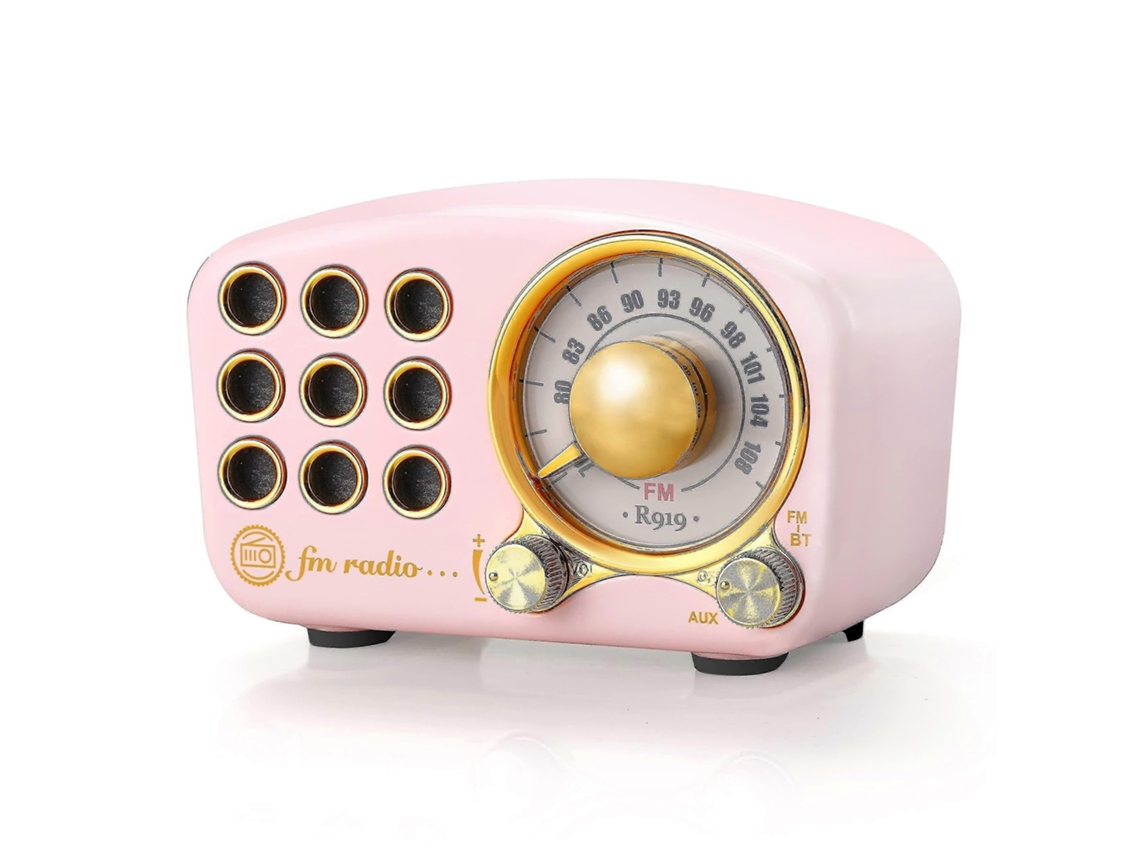 Altavoz Bluetooth GOKOCO Retro Radio, estilo vintage con graves potentes y alto volumen.