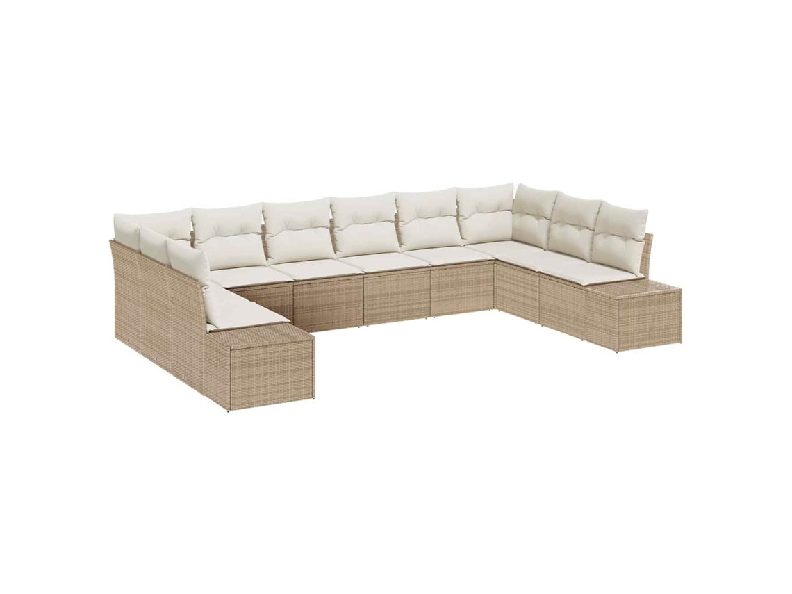 Maison Exclusive - Conjunto De Sofás De Jardín Con Cojín 10 Pcs Beige Y Crema