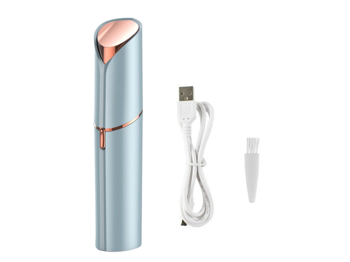 Depilador Facial Usb Recargable Para Mujer, Mini Depilador De Cuerpo En Forma De Lápiz Labial Azul