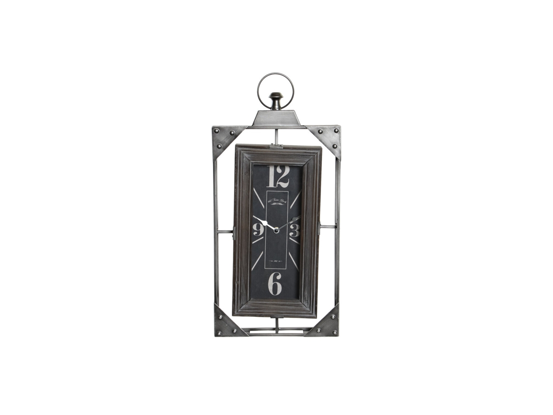 Reloj Pared Hierro Madera Gris 29x6,5x61cm