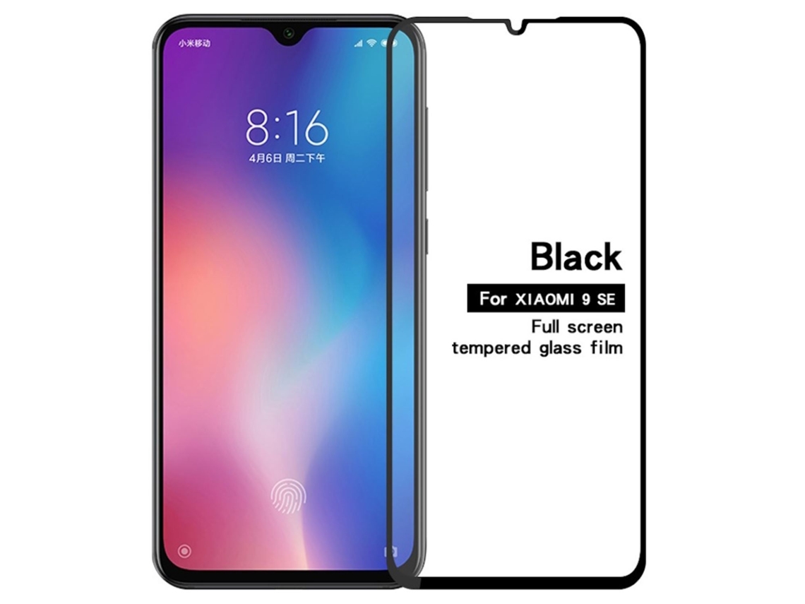 EVELATUS Full Cover 2.5D Glass Xiaomi Mi 9 Se Antiestático / Pegamento Japón Negro
