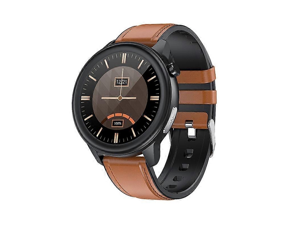 Reloj inteligente Loaniy E80 de 1,3 pulgadas con sensor de frecuencia cardíaca, color cuero marrón Ly Ebike
