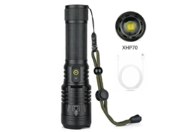 Linterna LED recargable por USB superbrillante XHP70, potente linterna de 5000 lúmenes con zoom, 5 modos para acampar, emergencias en el hogar o para Yunzii