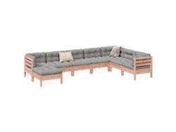 Conjunto de sofá de jardín de 8 piezas con cojines de madera de abeto Douglas DKD Home Decor