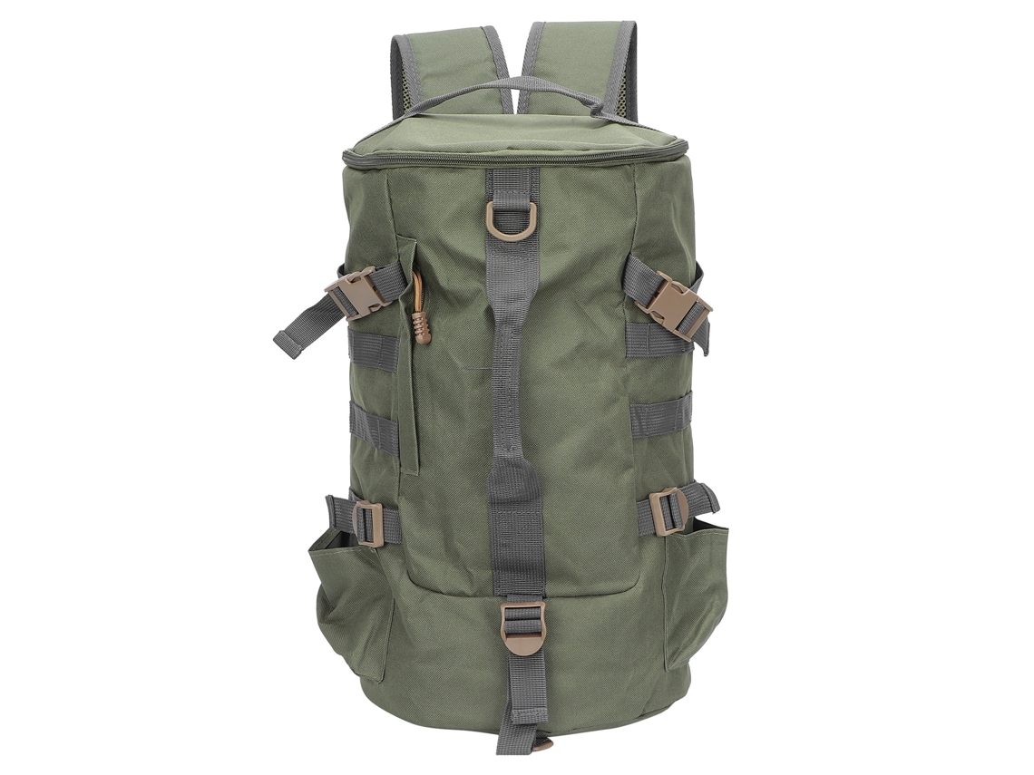 Mochila De Pesca Cilíndrica Plegable De Gran Capacidad, Material Oxford Impermeable, Color Verde Militar.
