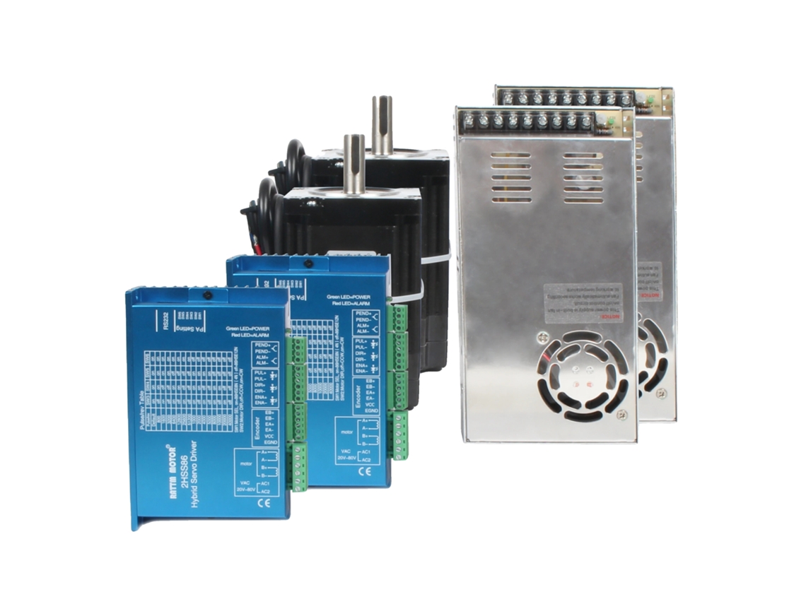 Controlador de motor paso a paso de bucle cerrado, bifásico, fuente de alimentación de 400 W, kit Nema34, 2 ejes con alimentación, 4,5 nm
