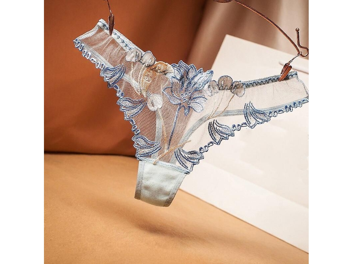 2026-tanga Mujer Sexy Encaje Transparente Algodón Cintura Baja Floral Talla Única Malla