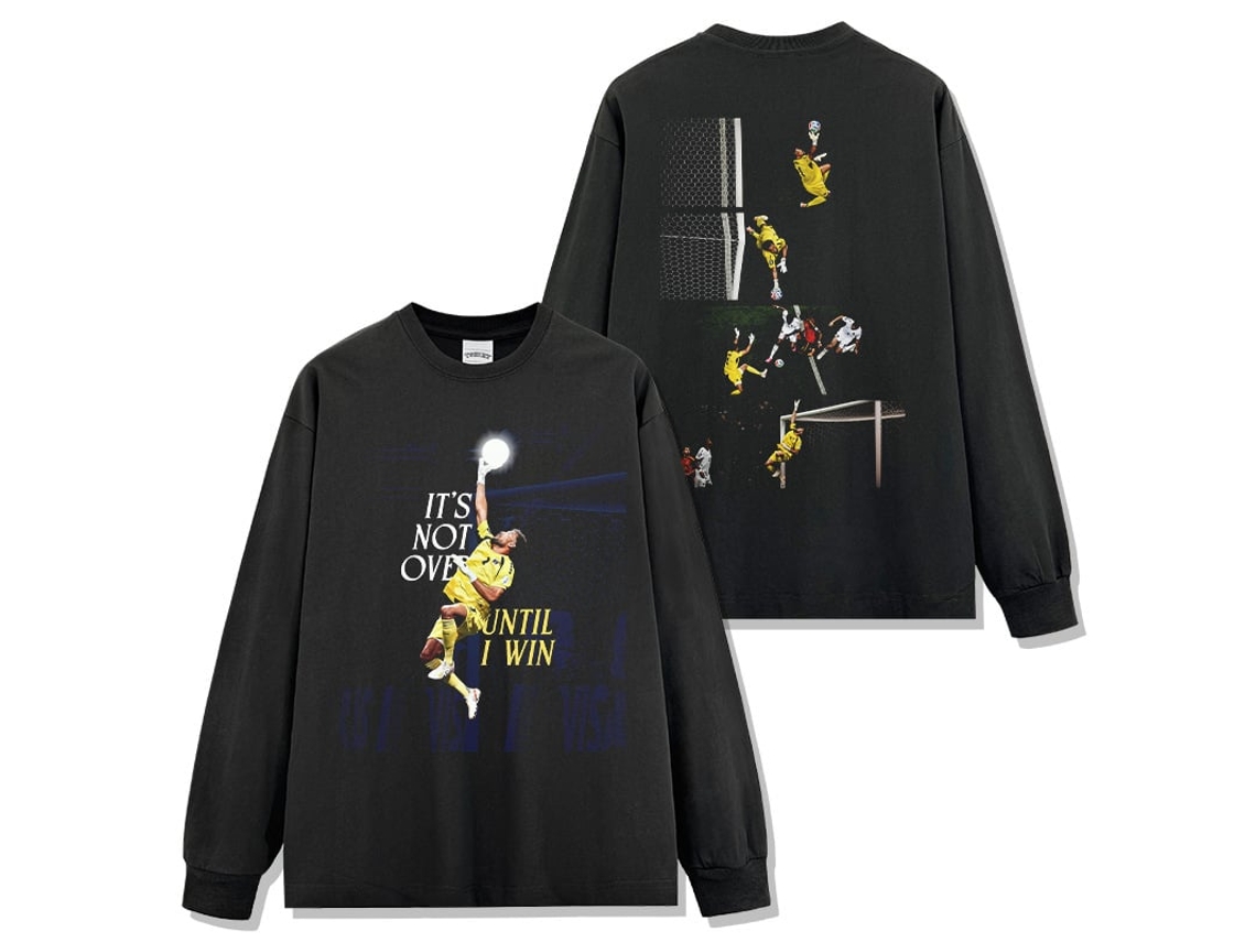 Sudadera Ancha Manga Larga Negra Algodón Talla Xxxl Estampado Legendario Vozinha Guardameta Para Todas Complexiones Copa Mundial De 2026
