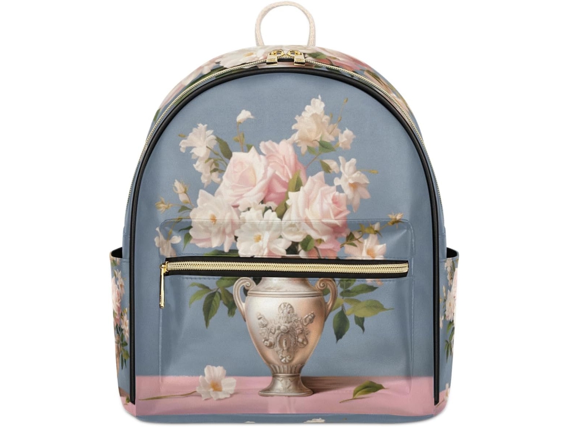 Mochila Tropicallife Estampado Floral Para Mujer Niña Mochila Cuero Escolar Viaje Bolso Hombro Informal Var