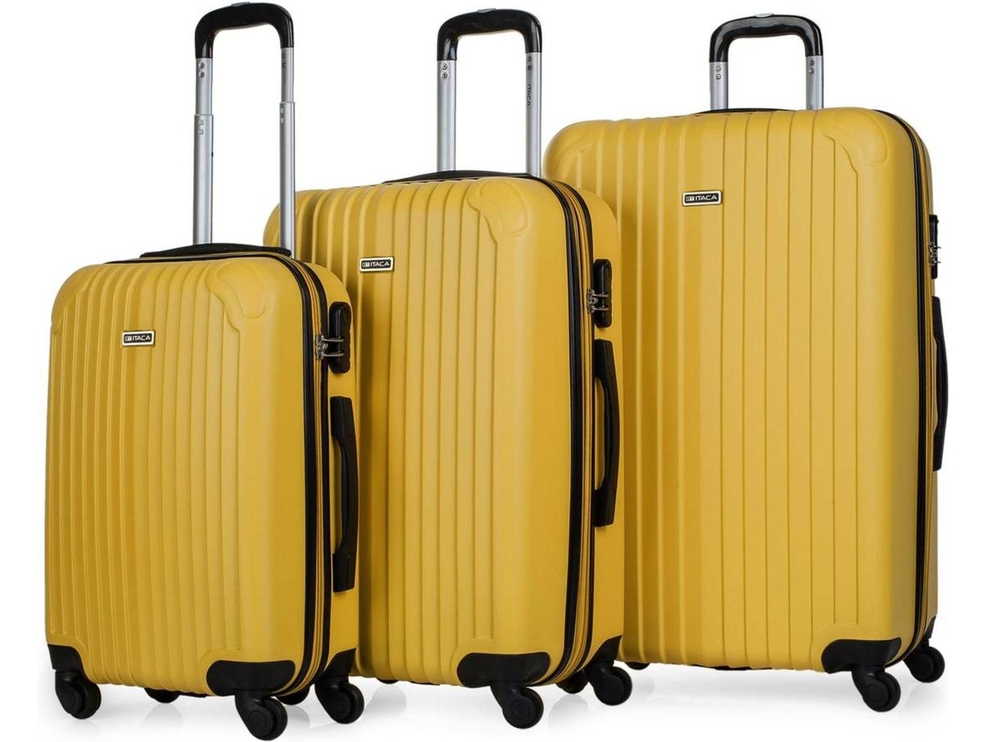 Conjunto de 3 Maletas de Viaje ITACA Extensible Amarillo (35/70/100 L)
