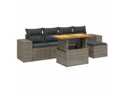 Conjunto 6 de muebles de jardín VIDAXL y cojines ratán sintético gris