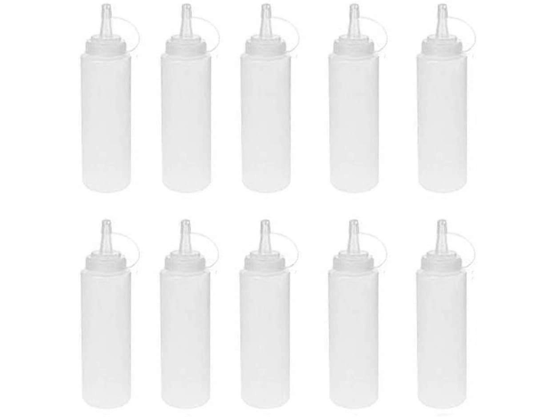 Botellas De Salsa Prensadas De Pe Espesoradas Para Condimentos Mermeladas Con Tapa Sellada Resistente Al Calor 360ml 10 Unidades