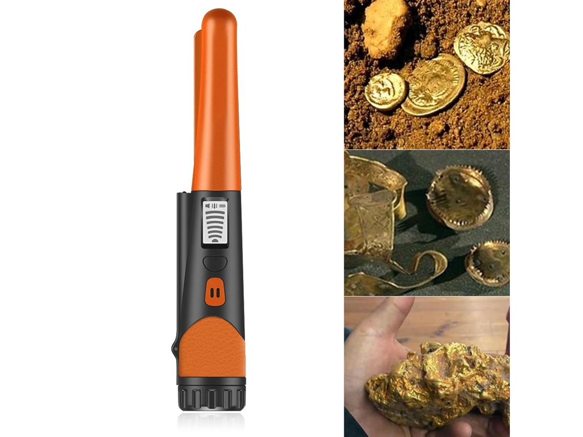 Detector de metales de alta sensibilidad con indicador LED de un botón Detector de oro con funda de tela naranja CHRUI