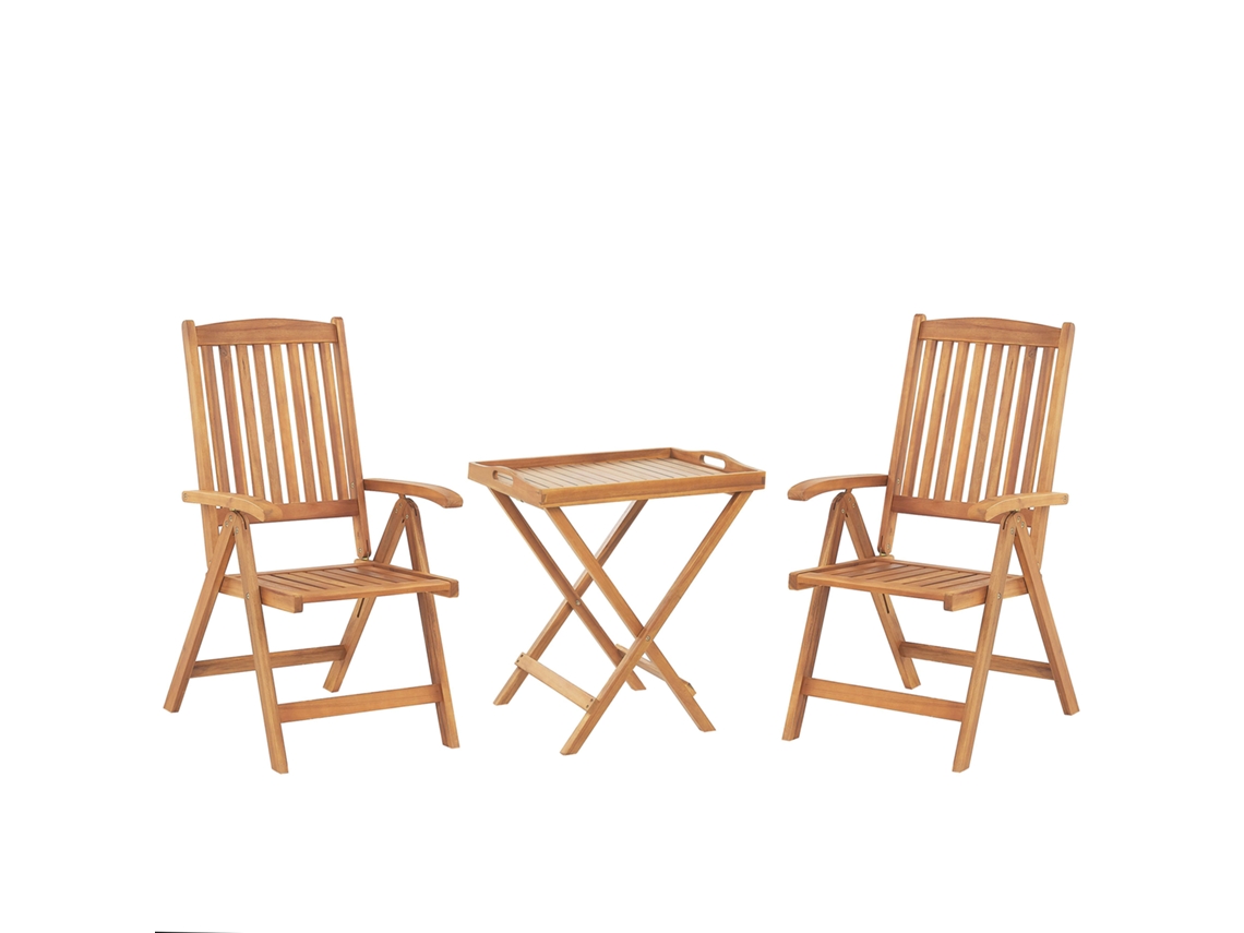 Conjunto de balcón BELIANI Java de Madera de acacia Madera clara 68x45x73